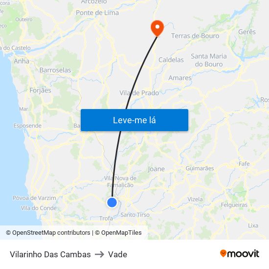 Vilarinho Das Cambas to Vade map