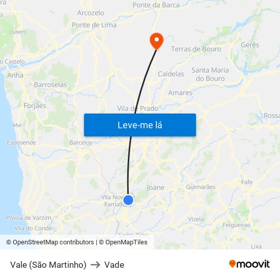 Vale (São Martinho) to Vade map