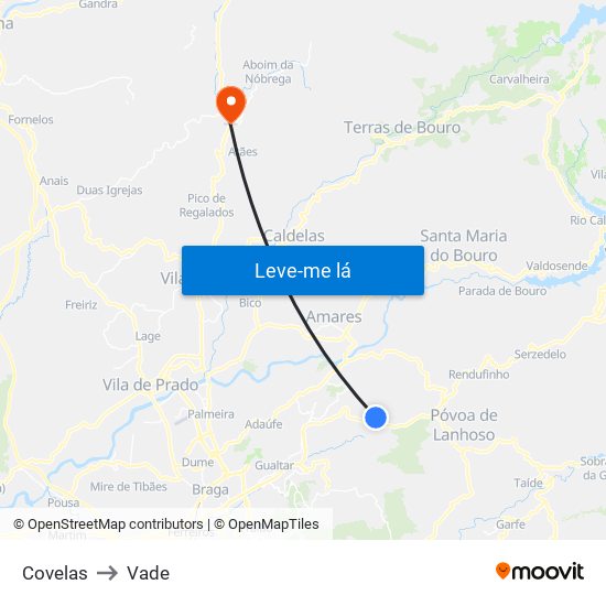 Covelas to Vade map