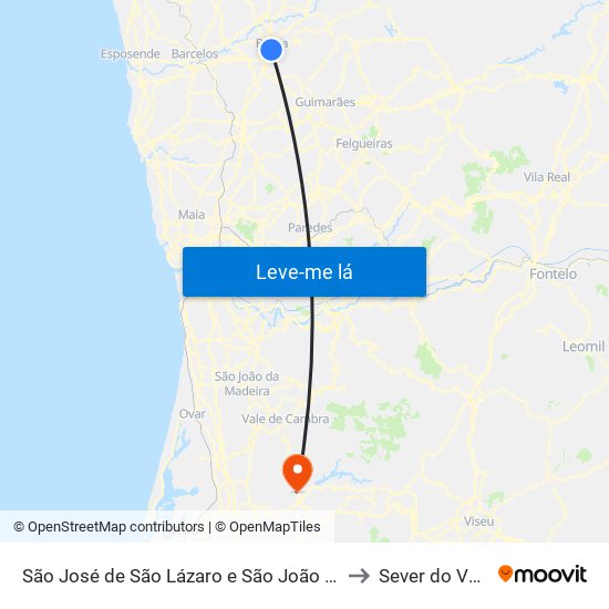 São José de São Lázaro e São João do Souto to Sever do Vouga map