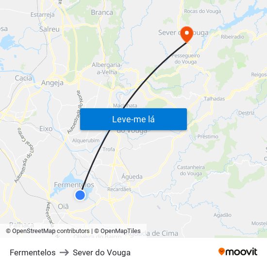 Fermentelos to Sever do Vouga map