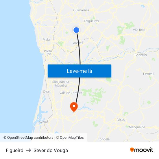 Figueiró to Sever do Vouga map
