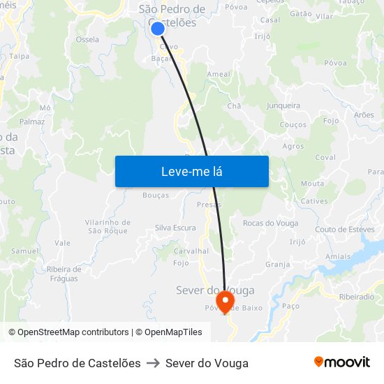 São Pedro de Castelões to Sever do Vouga map