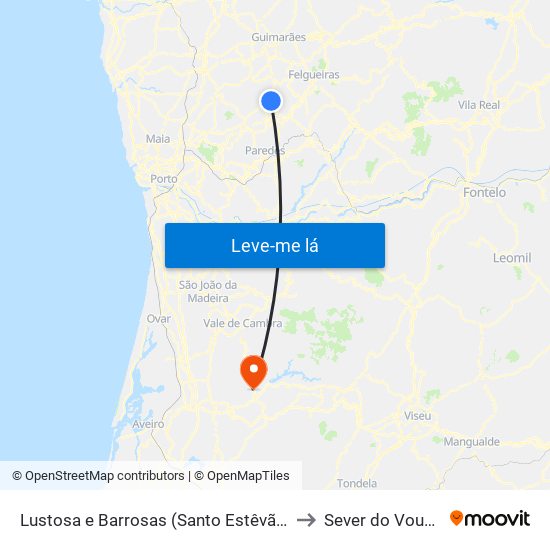 Lustosa e Barrosas (Santo Estêvão) to Sever do Vouga map