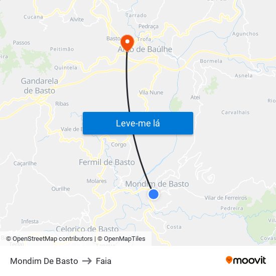 Mondim De Basto to Faia map