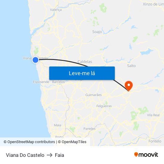 Viana Do Castelo to Faia map