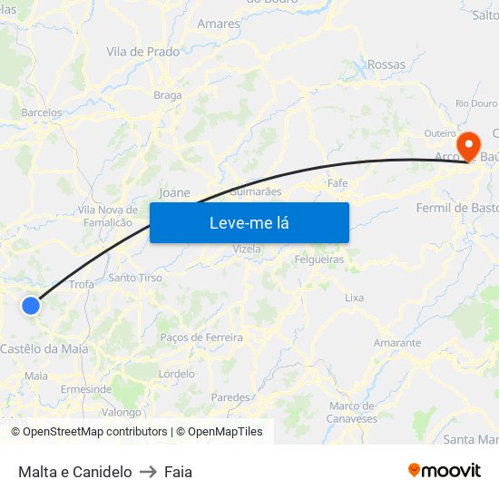 Malta e Canidelo to Faia map