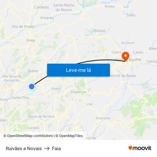 Ruivães e Novais to Faia map