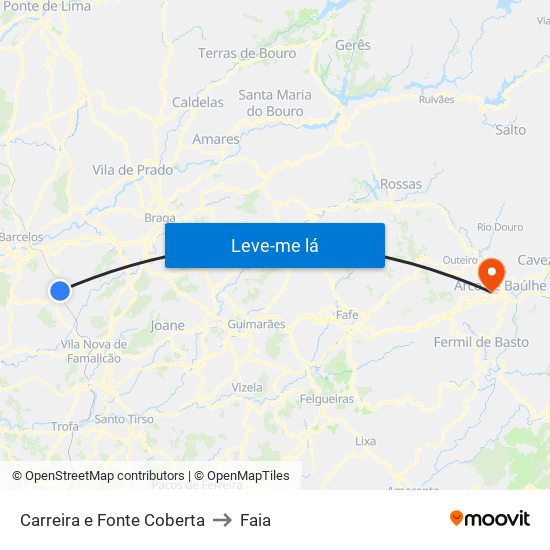 Carreira e Fonte Coberta to Faia map