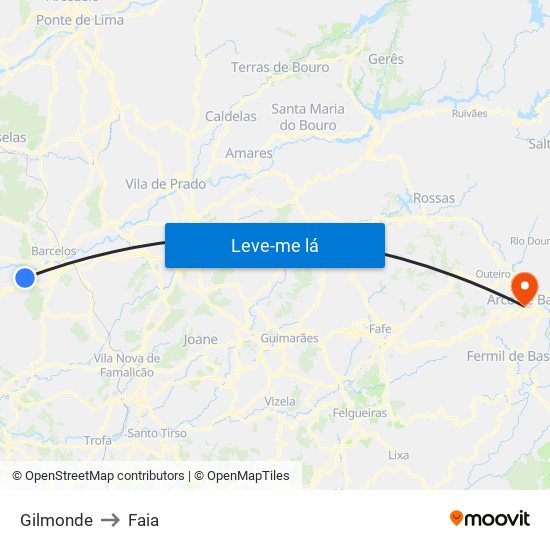 Gilmonde to Faia map