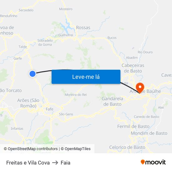 Freitas e Vila Cova to Faia map