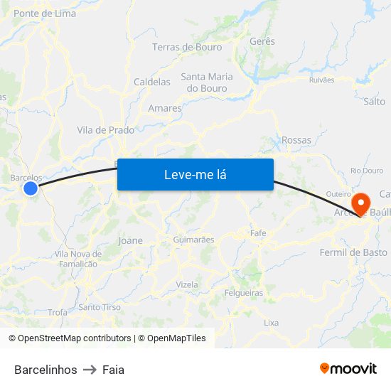 Barcelinhos to Faia map