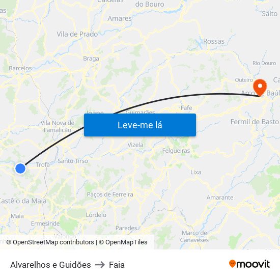 Alvarelhos e Guidões to Faia map