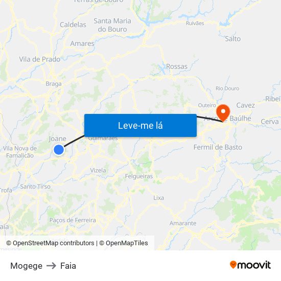 Mogege to Faia map