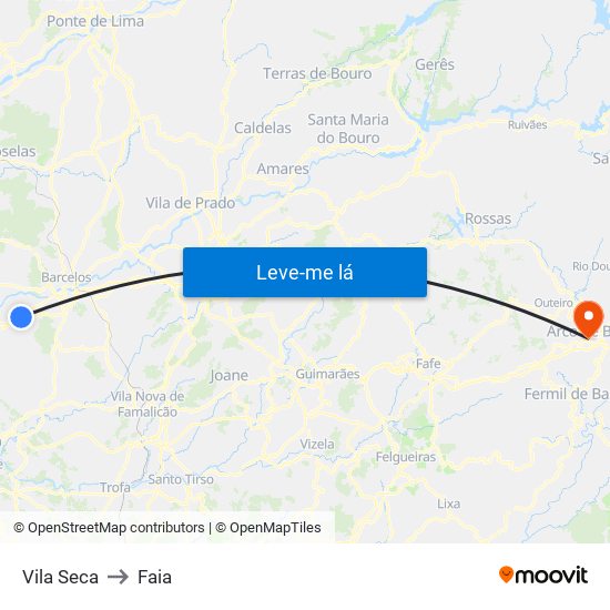 Vila Seca to Faia map