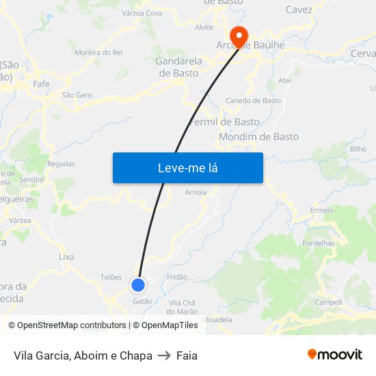 Vila Garcia, Aboim e Chapa to Faia map