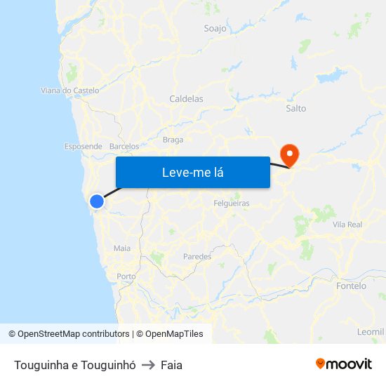Touguinha e Touguinhó to Faia map