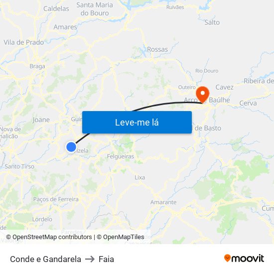 Conde e Gandarela to Faia map