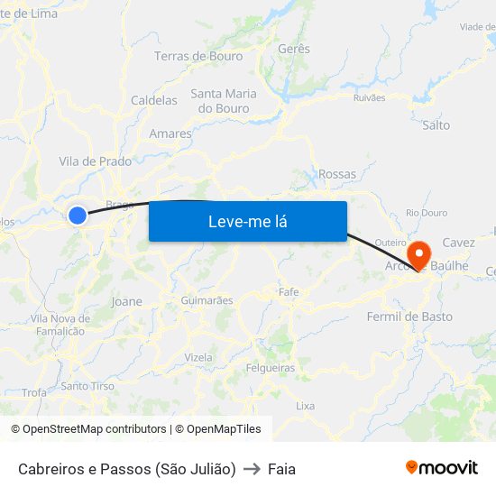 Cabreiros e Passos (São Julião) to Faia map