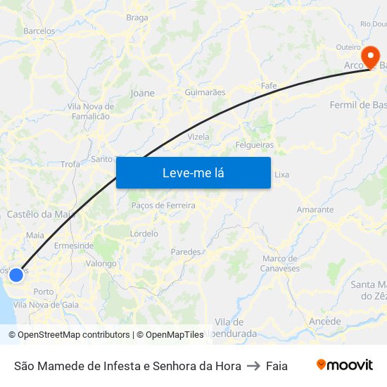 São Mamede de Infesta e Senhora da Hora to Faia map