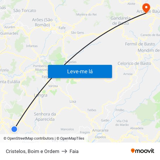 Cristelos, Boim e Ordem to Faia map