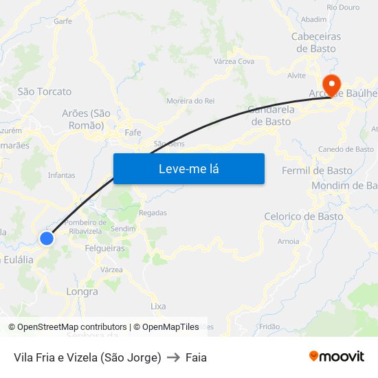 Vila Fria e Vizela (São Jorge) to Faia map