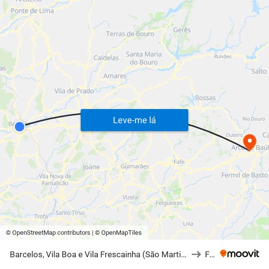 Barcelos, Vila Boa e Vila Frescainha (São Martinho e São Pedro) to Faia map