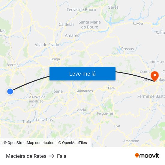 Macieira de Rates to Faia map