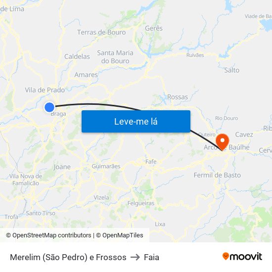 Merelim (São Pedro) e Frossos to Faia map