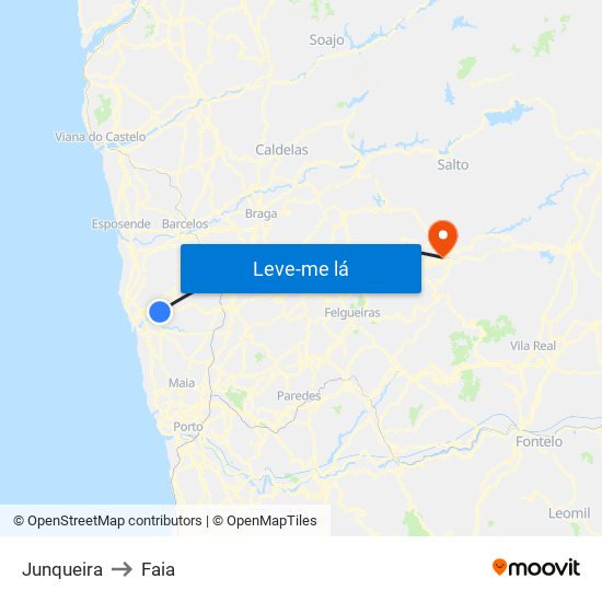 Junqueira to Faia map