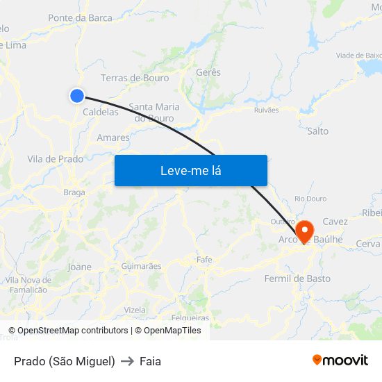 Prado (São Miguel) to Faia map