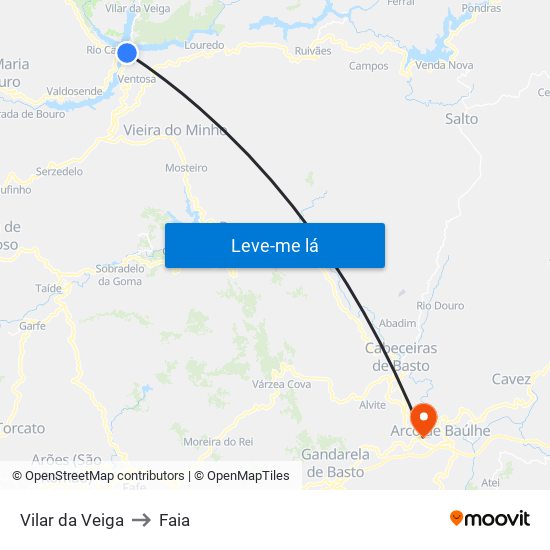 Vilar da Veiga to Faia map