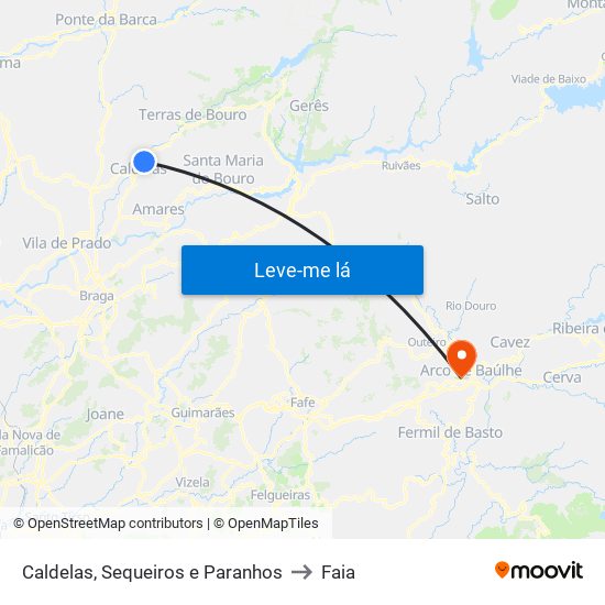 Caldelas, Sequeiros e Paranhos to Faia map