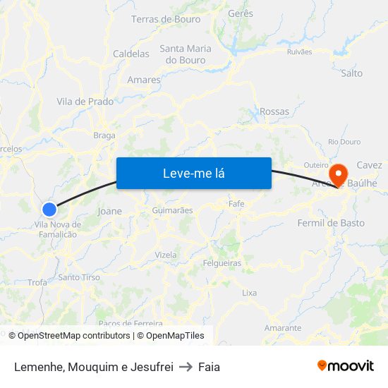 Lemenhe, Mouquim e Jesufrei to Faia map