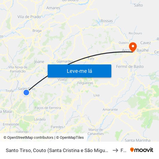 Santo Tirso, Couto (Santa Cristina e São Miguel) e Burgães to Faia map