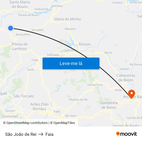São João de Rei to Faia map