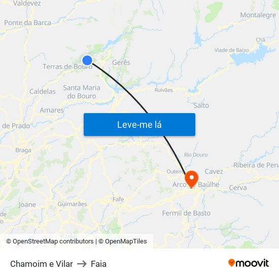 Chamoim e Vilar to Faia map