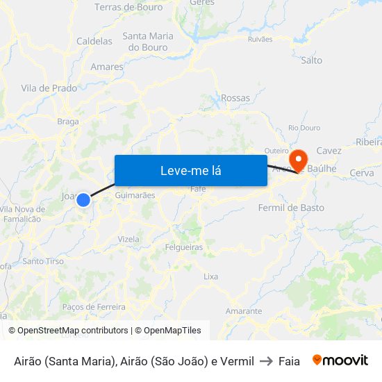 Airão (Santa Maria), Airão (São João) e Vermil to Faia map