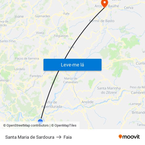 Santa Maria de Sardoura to Faia map