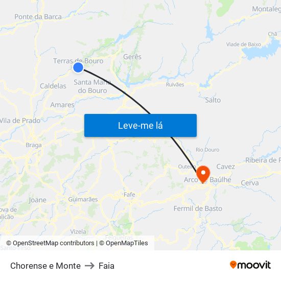 Chorense e Monte to Faia map