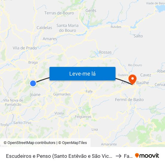 Escudeiros e Penso (Santo Estêvão e São Vicente) to Faia map