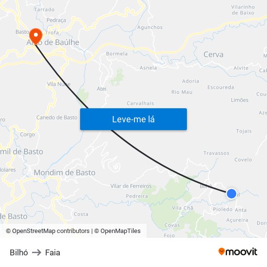 Bilhó to Faia map