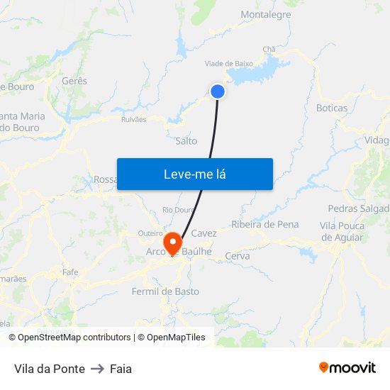 Vila da Ponte to Faia map