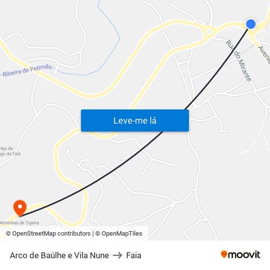 Arco de Baúlhe e Vila Nune to Faia map