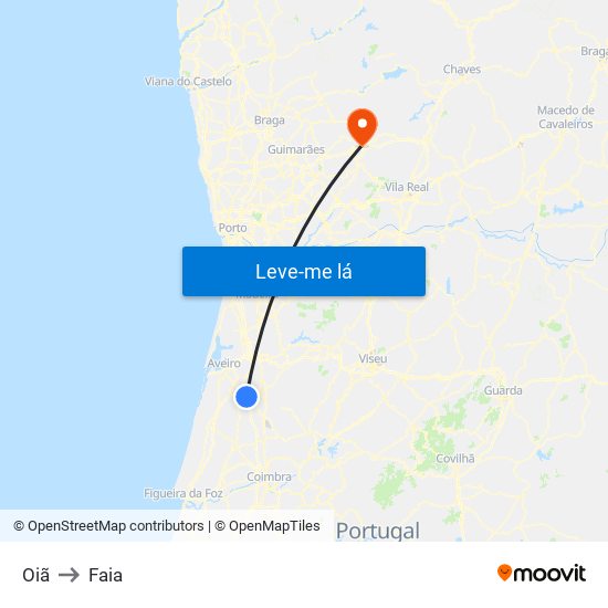 Oiã to Faia map