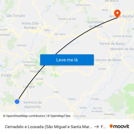 Cernadelo e Lousada (São Miguel e Santa Margarida) to Faia map