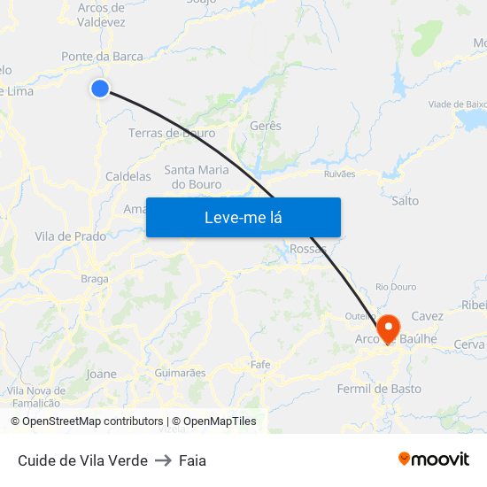 Cuide de Vila Verde to Faia map