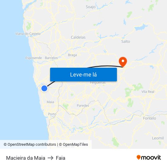 Macieira da Maia to Faia map