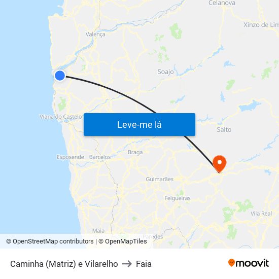 Caminha (Matriz) e Vilarelho to Faia map