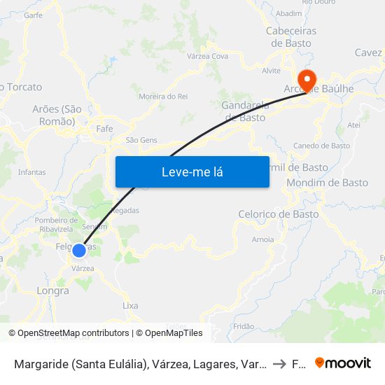 Margaride (Santa Eulália), Várzea, Lagares, Varziela e Moure to Faia map